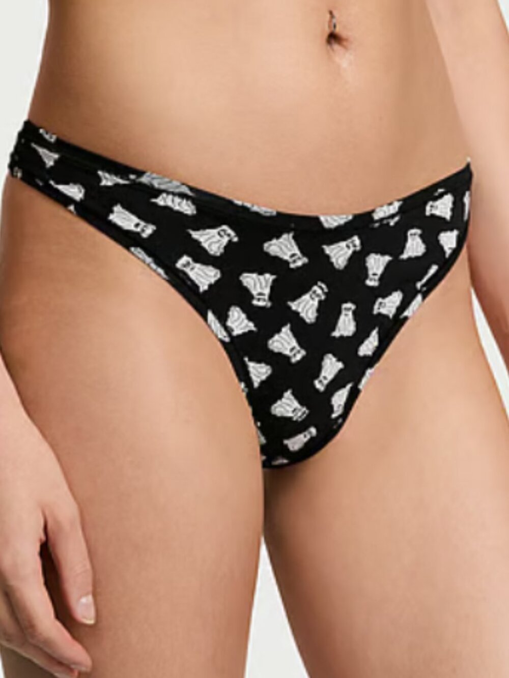 Victoria's Secret Pink High Leg Thong XXL Halloween Panty Ghost Dog puppy